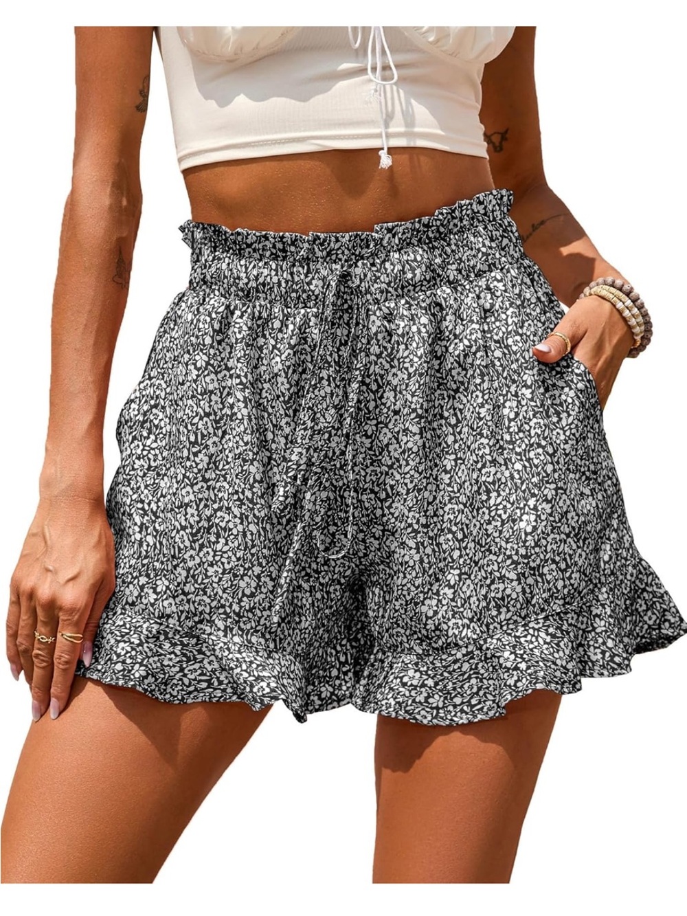 BTFBM - Casual Ruffle Shorts with Pocket